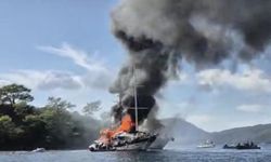 Fethiye'de Tekne Yangını