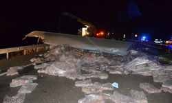 Aksaray'da et taşıyan TIR, bariyere çarpıp devrildi; 1 ölü