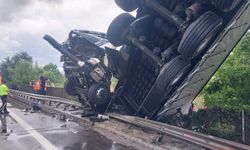 TIR Köprüde Asılı Kaldı; Şoförü Yaralandı, 6 Büyükbaş Öldü