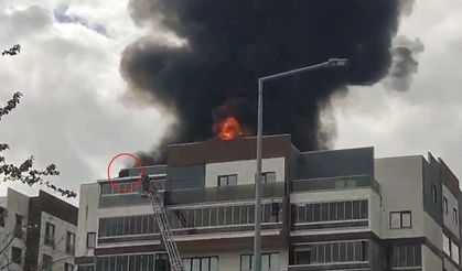 8 katlı apartmandaki yangında mahsur kalan 2 kişi kurtarıldı