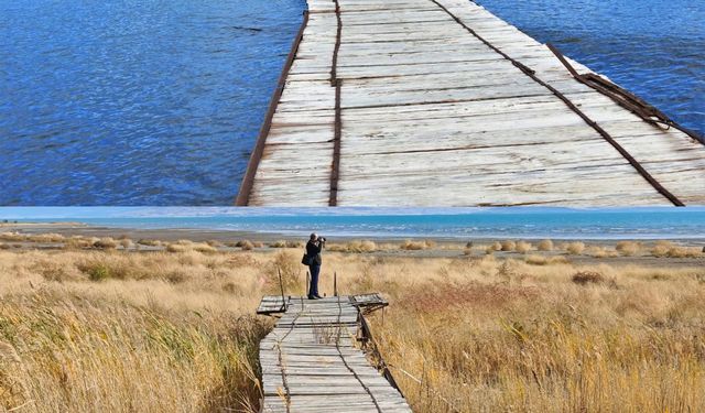 Van Gölü'ndeki çekilme fotoğraflarda