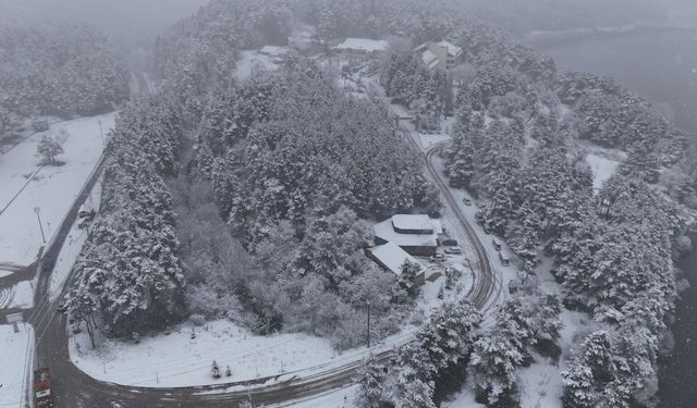 Abant, beyaz örtüyle kaplandı