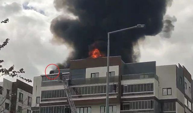 8 katlı apartmandaki yangında mahsur kalan 2 kişi kurtarıldı