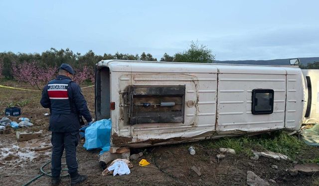 İşçileri taşıyan minibüs takla attı: 1 ölü, 12 yaralı