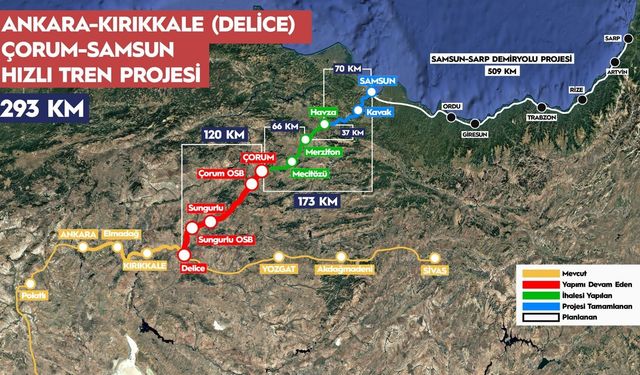 Ankara-Samsun arası 2,5 saate düşecek