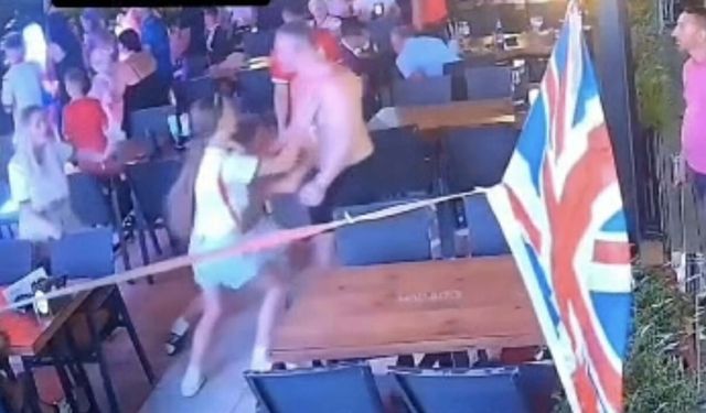 Marmaris'te restoranda İngiliz çiftin kavgası