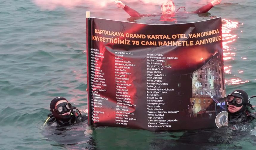 Tuzla'da Kartalkaya’daki yangın faciasında ölen 78 kişi için anma dalışı
