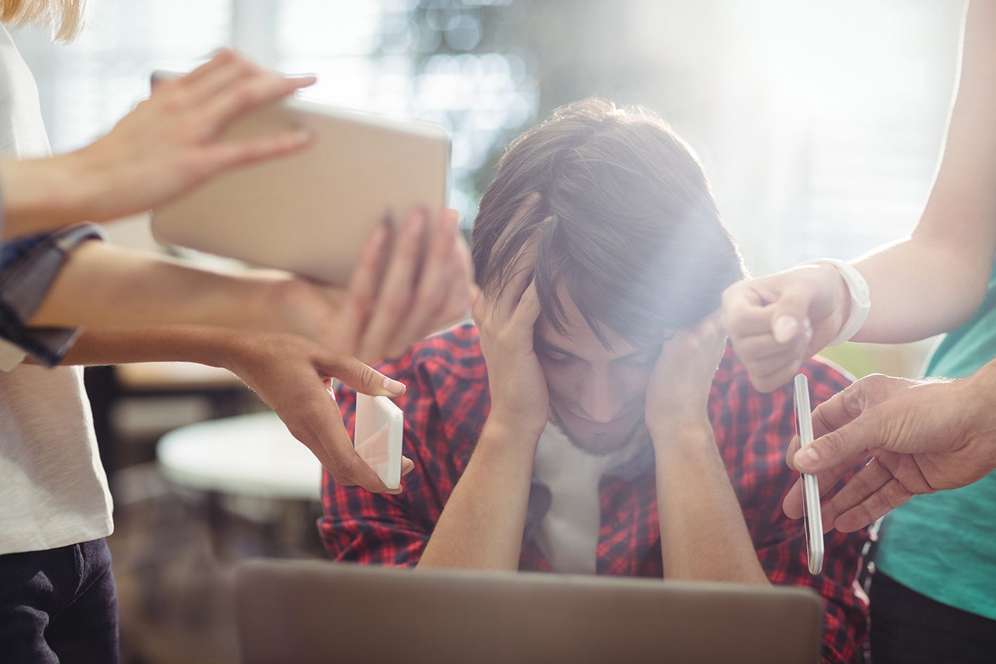 Frustrated Business Executive Sitting Office