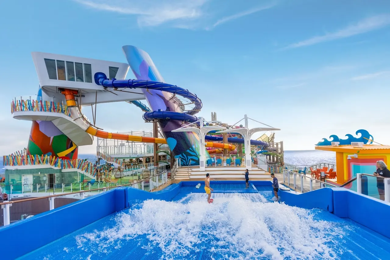 Icon Of The Seas Flowrider Man Standing Thrill Island Aerial View 1
