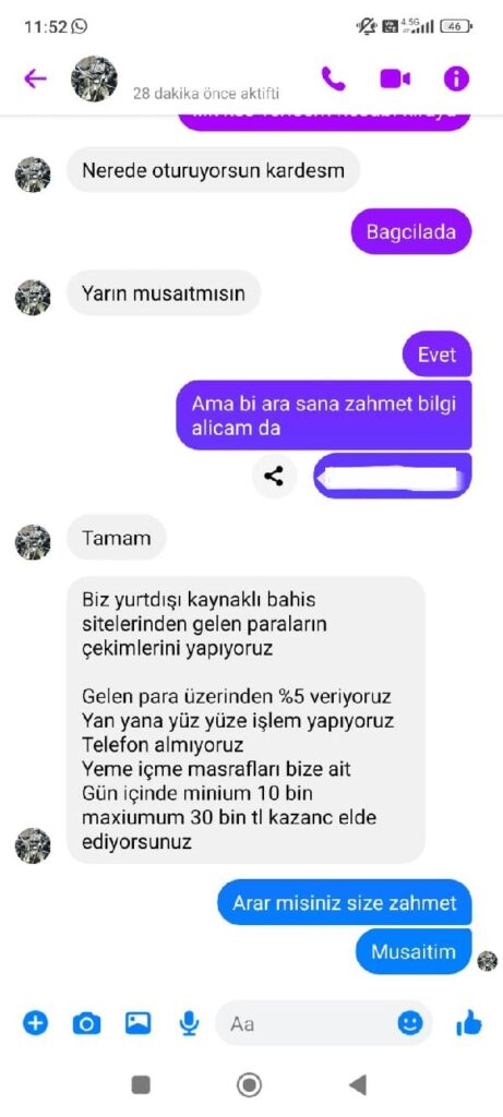 Yasa dışı kumar ve bahisten elde edilen paraları aklamak ve zimmetlerine geçirmek isteyen dolandırıcıların yeni yöntemi ihtiyaç sahibi olan kişilerin banka hesaplarını kara para akışında kullanm